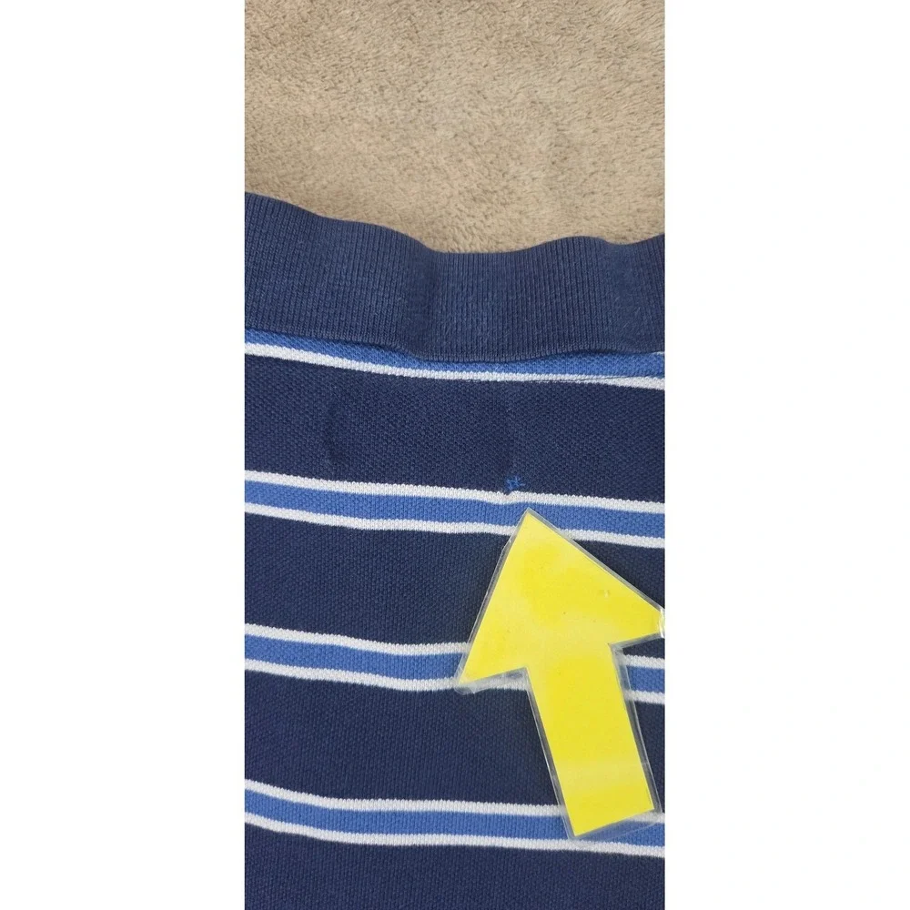 Vtg Polo Jeans Company Ralph Lauren MFG Mens Polo Shirt 2XL Blue striped S/S